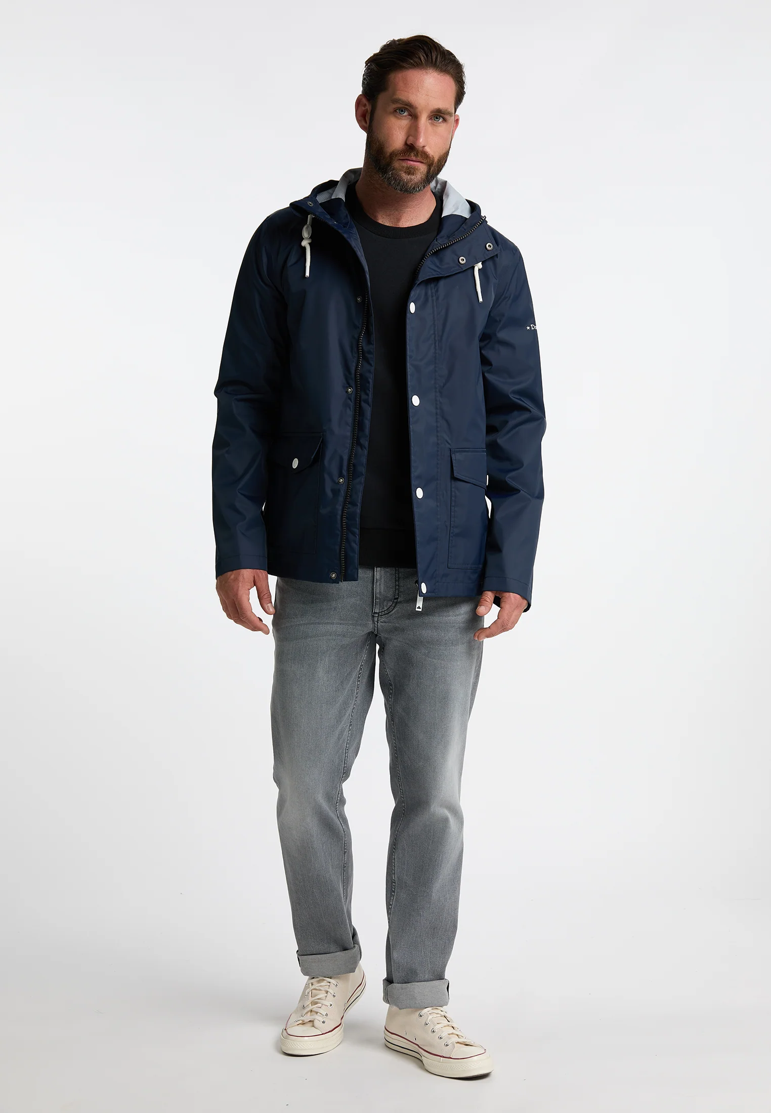 DreiMaster Maritim Men's Rain Jacket With A Subtle Print On The Back Of The Outer Fabric - Image 11
