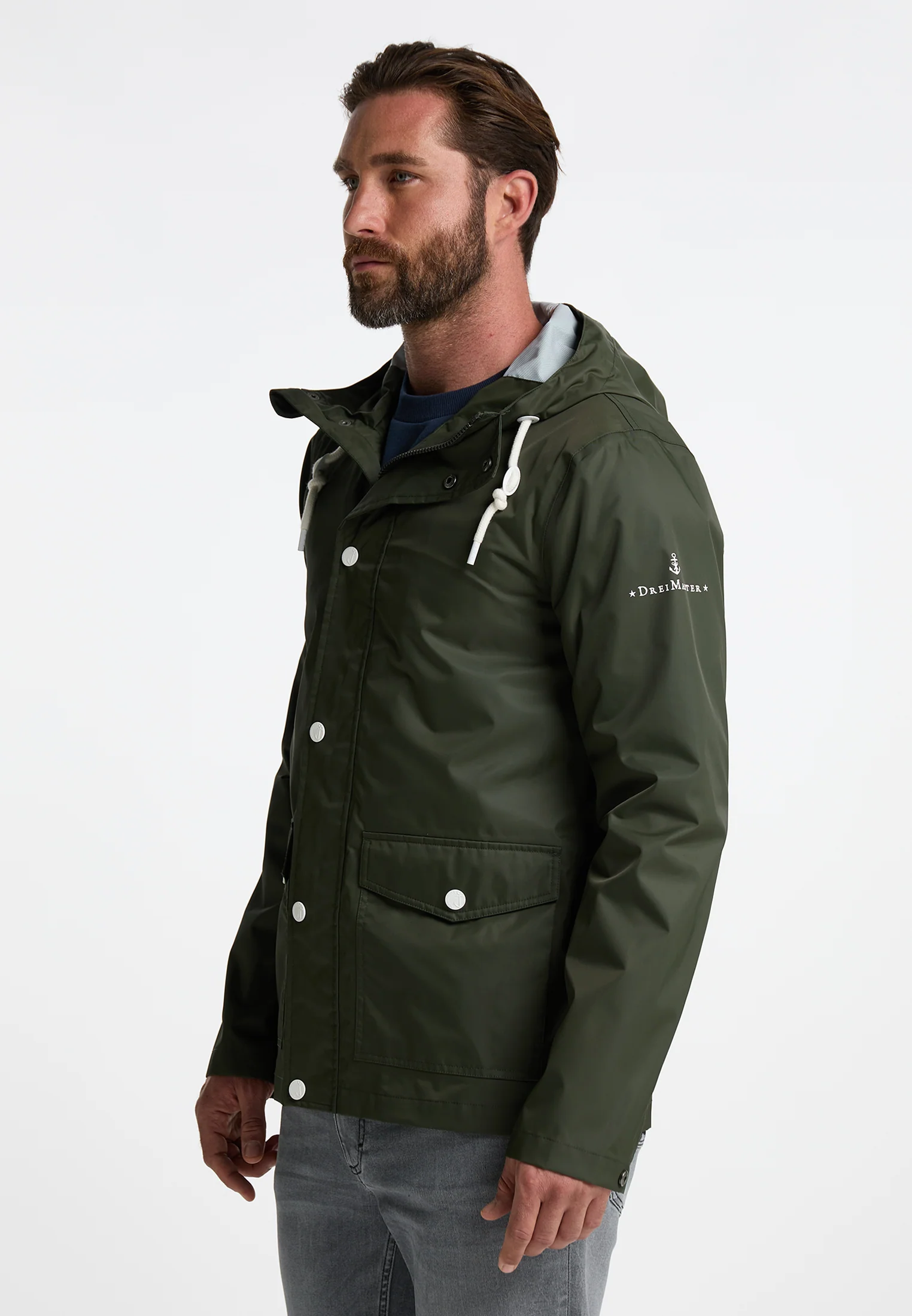DreiMaster Maritim Men's Rain Jacket With A Subtle Print On The Back Of The Outer Fabric - Image 3