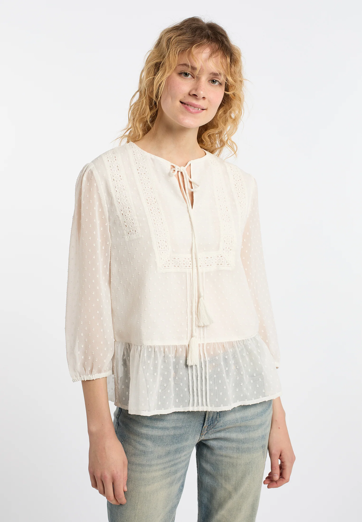 DreiMaster Vintage Women's Blouse Shirt With Lace - Image 3